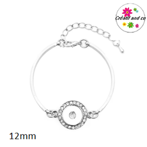 Bracelet métal et strass pour bouton pression 12mm