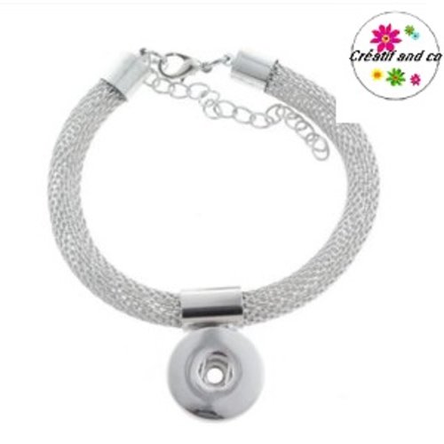 Bracelet en maille argentée style milanais pour bouton pression 18mm