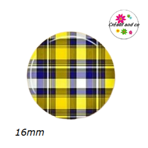 X2 cabochons motif carreaux 16mm