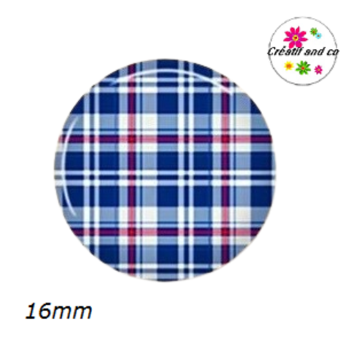 X2 cabochons motif carreaux 16mm