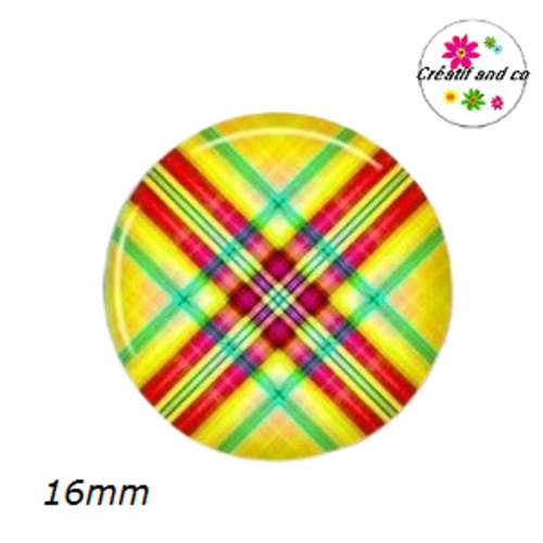 X2 cabochons motif carreaux 16mm