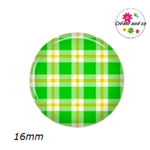 X2 cabochons motif carreaux 16mm