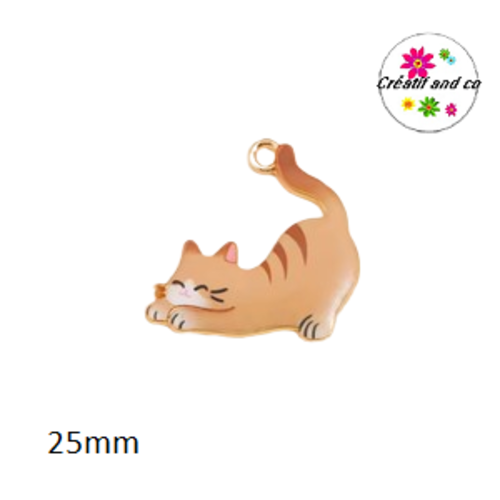 Breloque chat marron qui s'étire 25mm