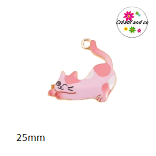 Breloque chat rose qui s'étire 25mm