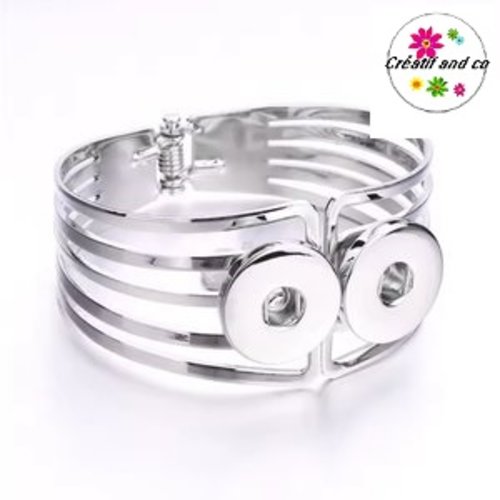 Bracelet double métal pour bouton pression 18/20mm