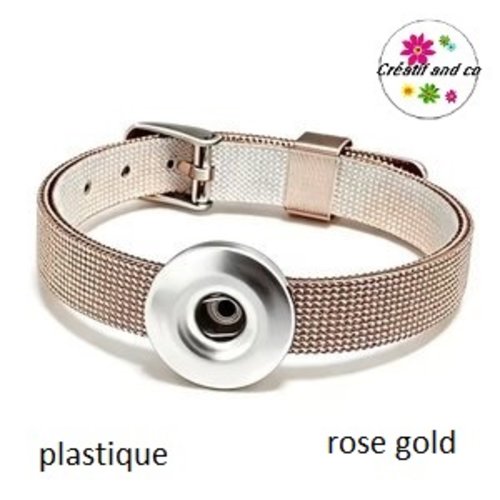 Bracelet plastique rose gold bouton pression 18/20mm