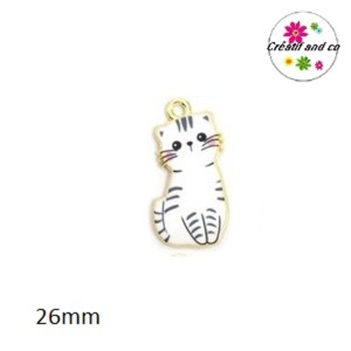 Breloque chat blanc 26mm
