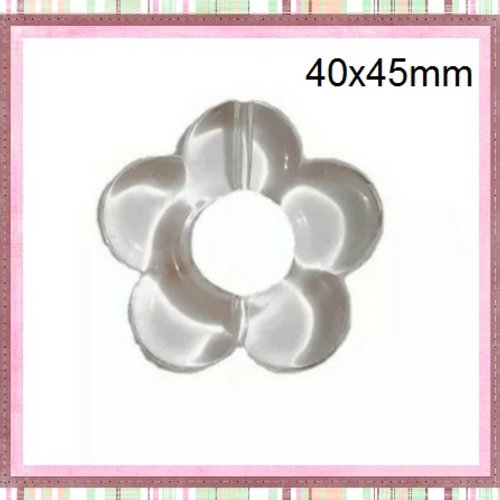 Grosse perle fleur translucide 40x45mm