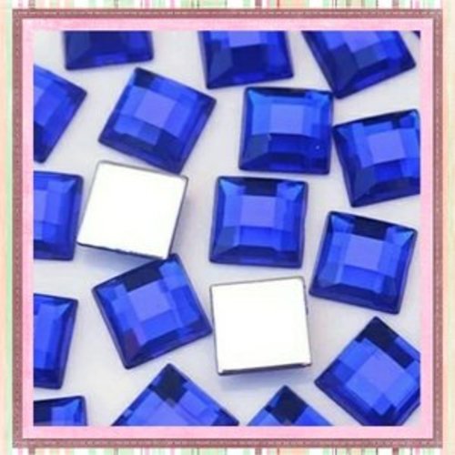 X2 cabochons carrés bleu roi 10mm
