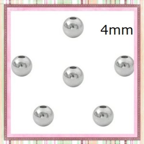 X20 perles rondes acier inoxydable 4mm