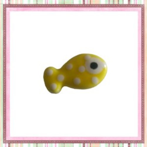 Perle poisson jaune à pois céramique 19mm