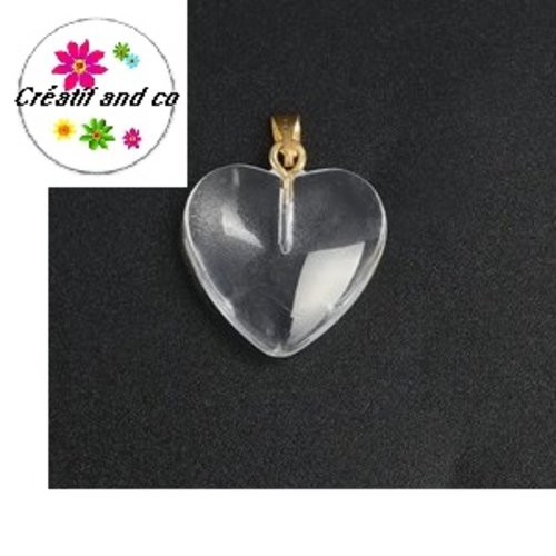 Pendentif coeur blanc translucide en verre 23mm