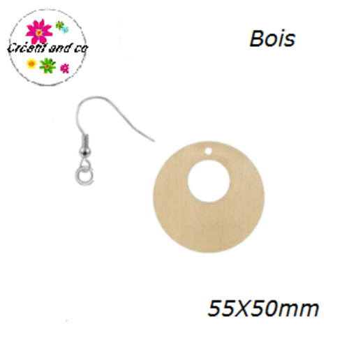 Kit boucle d'oreille bois cercle à customiser