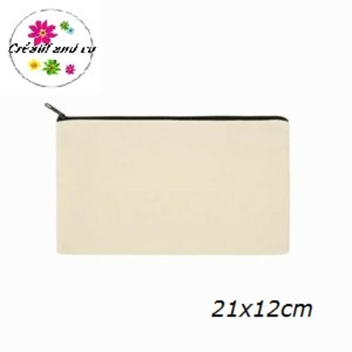 Trousse en toile beige à customiser 21cm