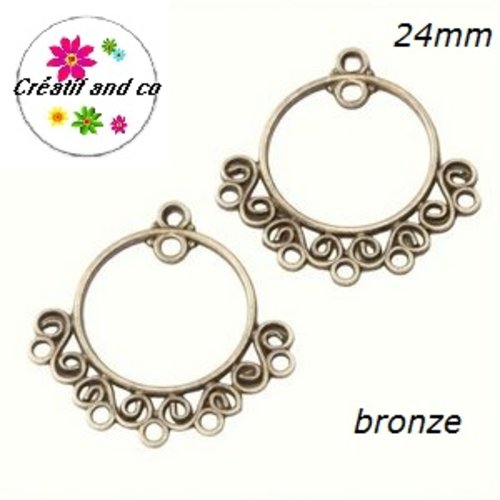 Connecteurs de boucles d'oreilles bronze 24mm