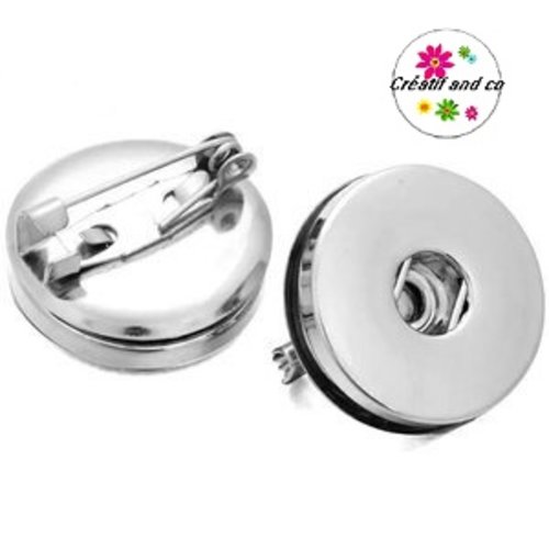 Broche ronde métal argentée pour bouton pression