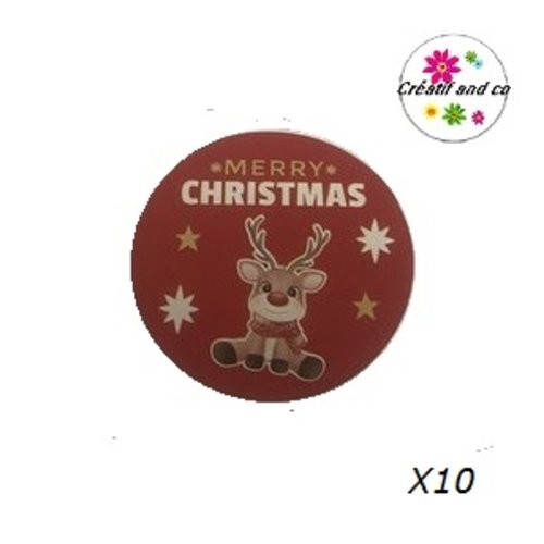 Lot de 10 étiquettes-stickers autocollantes cerf