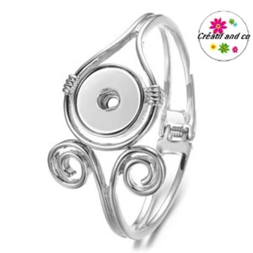 Bracelet métal argenté bouton pression 18/20mm