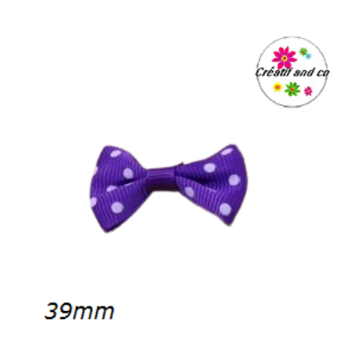 Noeud mauve à pois blanc 39mm