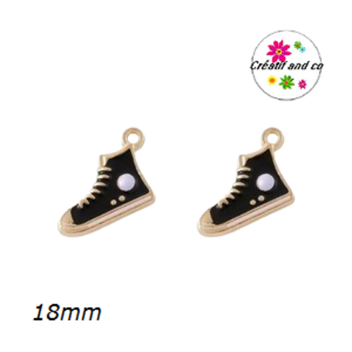 Breloque basket haute noire émail 18mm