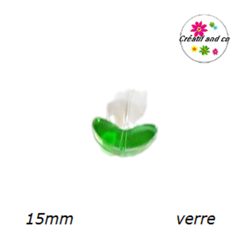 Perle d'espacement tulipe translucide en verre 15mm
