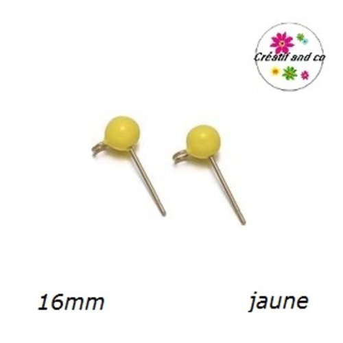 Puce oreille acier inoxydable dorée jaune émaillée avec anneau