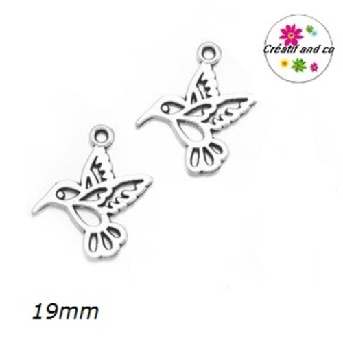 Breloque colibri creux 19mm