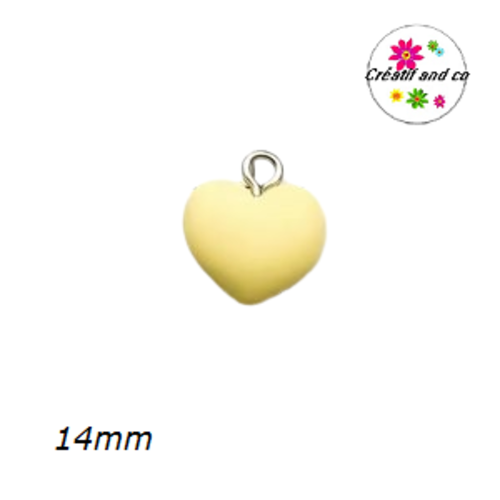 Breloque coeur jaune foncé 14mm