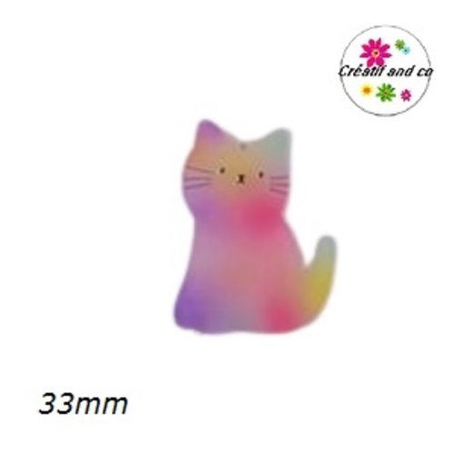 Breloque chat arc-en-ciel irisée 33mm