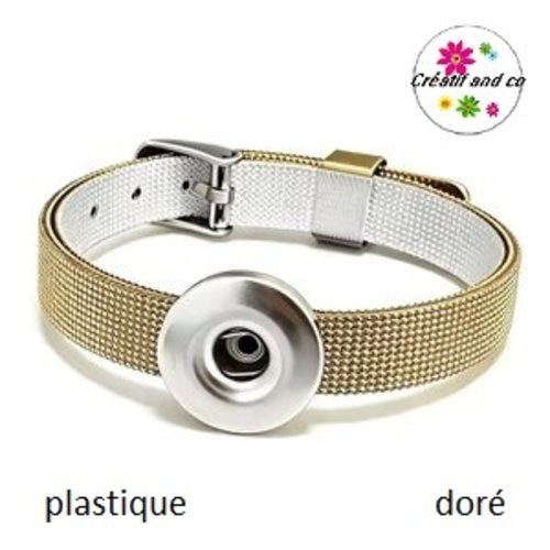 Bracelet plastique doré bouton pression 18/20mm