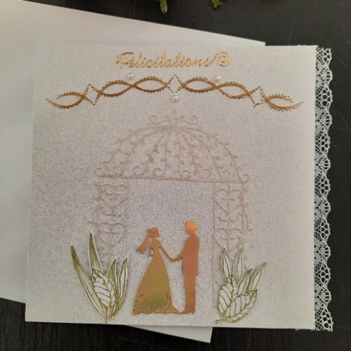 Carte mariage or et blanc