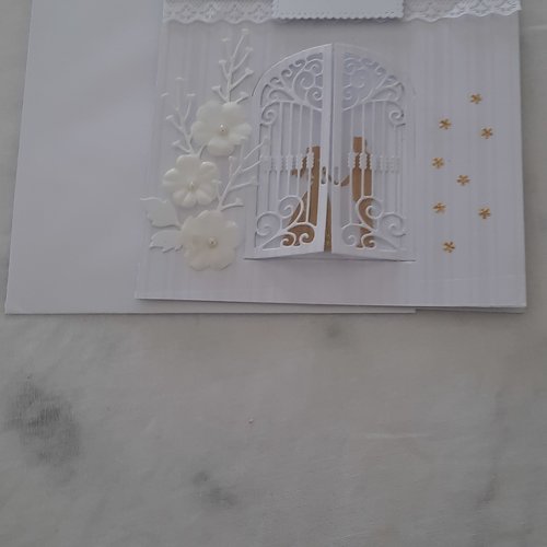 Carte de mariage or et blanc