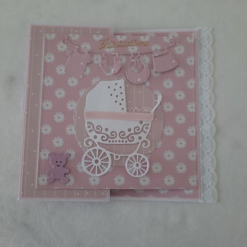 Carte pliée naissance fille