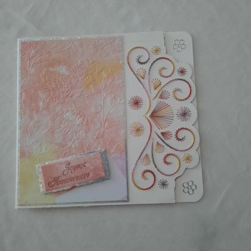 Carte joyeux anniversaire brodée