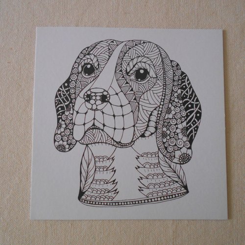 Carte Postale A Colorier Mandala Animal Chien Papier Cartonne Papeterie Coloriage Creatif Un Grand Marche