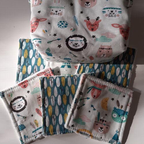 Panier animaux bébé indien + 12 lingettes