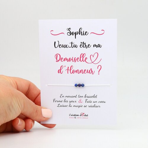 Bracelet à voeux &quot;veux tu être ma demoiselle d'honneur&quot;