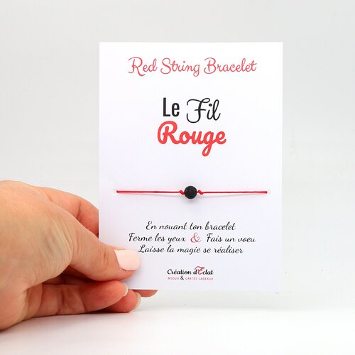 Bracelet à voeux - le fil rouge - 1 perle perle de lave - kabbalah