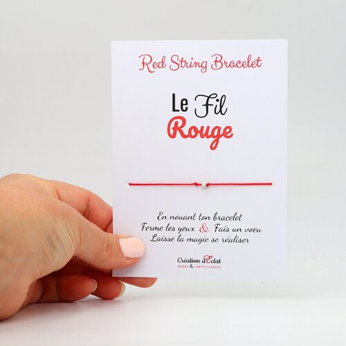 Bracelet à voeux - le fil rouge - 1 perle en argent effet diamanté - kabbalah