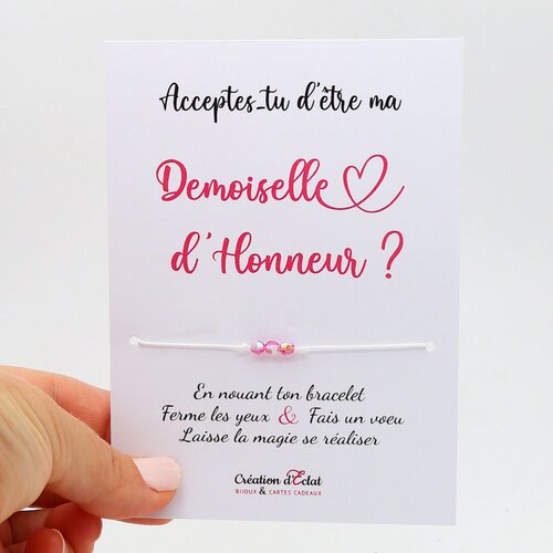 Bracelet à voeux &quot;veux tu être ma demoiselle d'honneur&quot;
