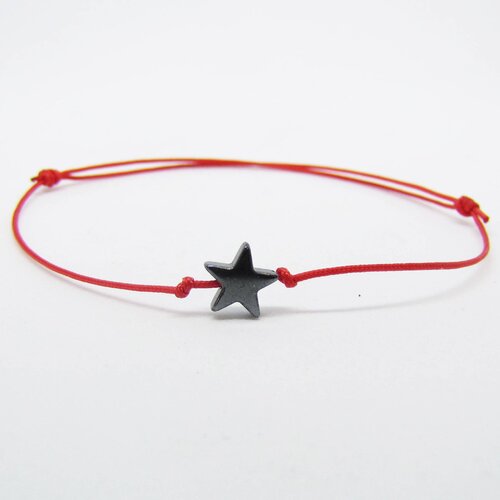 Bracelet kabbale - le fil rouge - étoile hématite - création d'eclat
