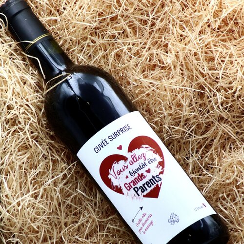 Etiquette pour  bouteille de vin à gratter &quot;vous allez bientôt être grands parents&quot;
