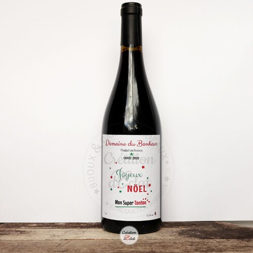 Etiquette pour  bouteille de vin  &quot;joyeux noël ?&quot;  modèle &quot;noël&quot; personnalisable