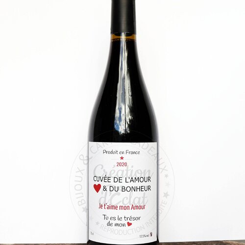 Etiquette pour  bouteille de vin &quot;cuvée de l'amour &quot; modèle trésor personnalisable