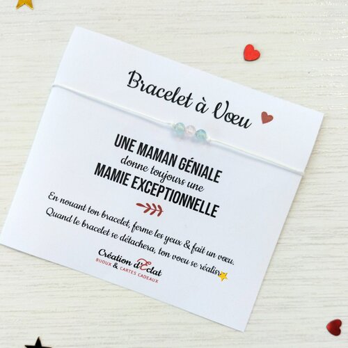 Bracelet à voeu une maman géniale donne une mamie exceptionnelle (sans noeuds)