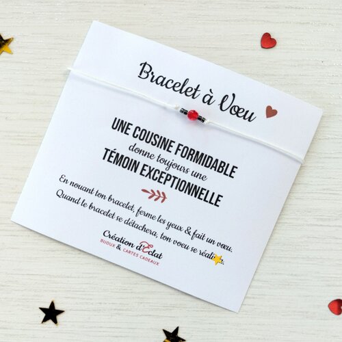 Bracelet à voeu une cousine formidable donne une témoin exceptionnelle  (sans noeuds)