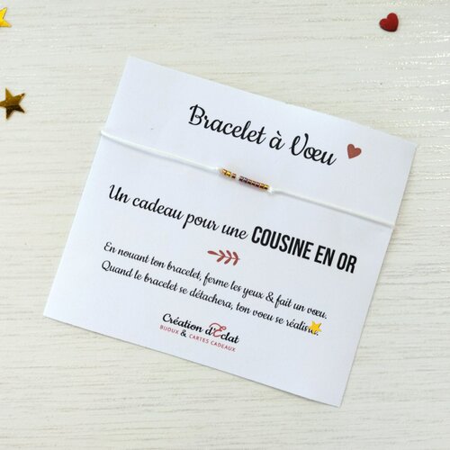 Bracelet à voeuune cousine en or  (sans noeuds)