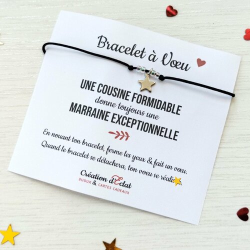 Bracelet à voeu une cousine formidable donne une marraine exceptionnelle  (sans noeuds)