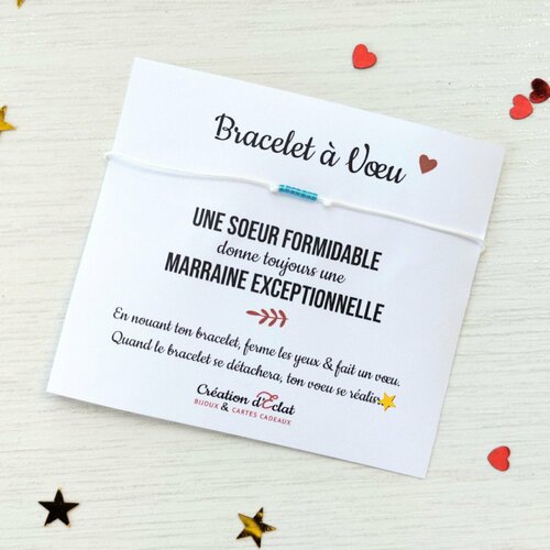 Bracelet à voeu une soeur formidable donne une marraine exceptionnelle  (sans noeuds)