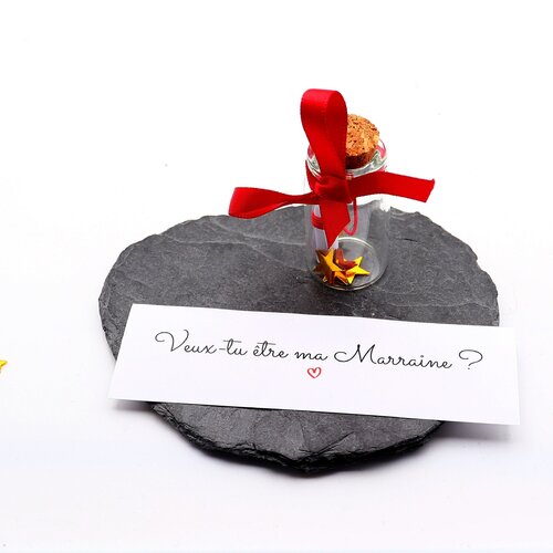 Fiole  à message (petite taille) - veux tu être ma marraine (texte personnalisable).